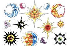 sun tattoo - month tattoo